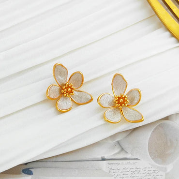 1 Pair Sweet Flower Copper Plating Ear Studs