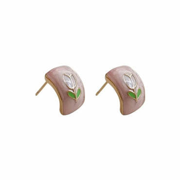 1 Pair Sweet Flower Enamel Alloy Ear Studs