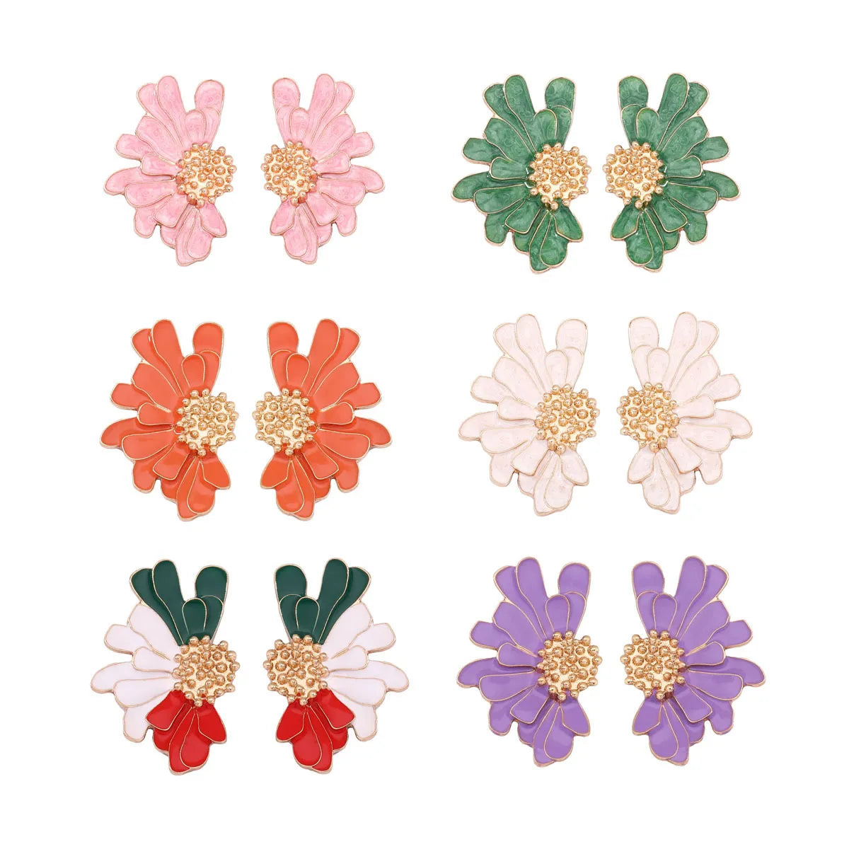 1 Pair Sweet Flower Enamel Plating Alloy Ear Studs