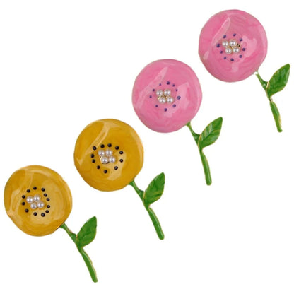 1 Pair Sweet Flower Enamel Plating Zinc Alloy Artificial Pearls Ear Studs