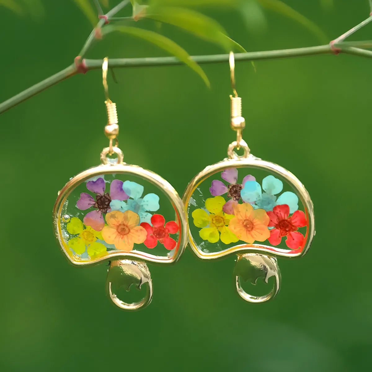 1 Pair Sweet Flower Flowers Alloy Resin Drop Earrings