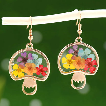 1 Pair Sweet Flower Flowers Alloy Resin Drop Earrings