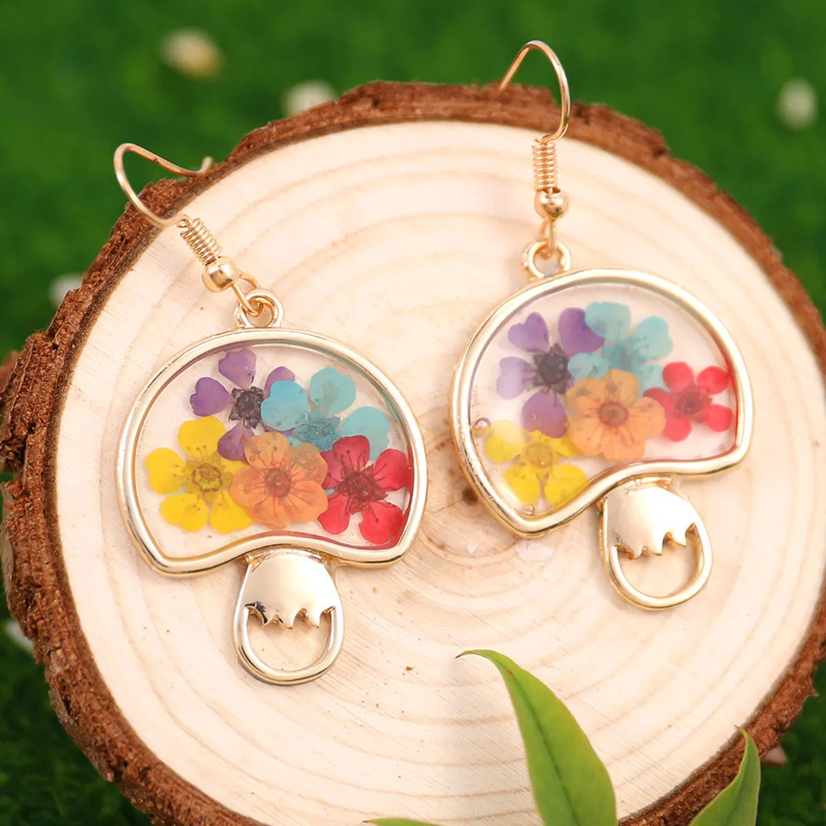 1 Pair Sweet Flower Flowers Alloy Resin Drop Earrings