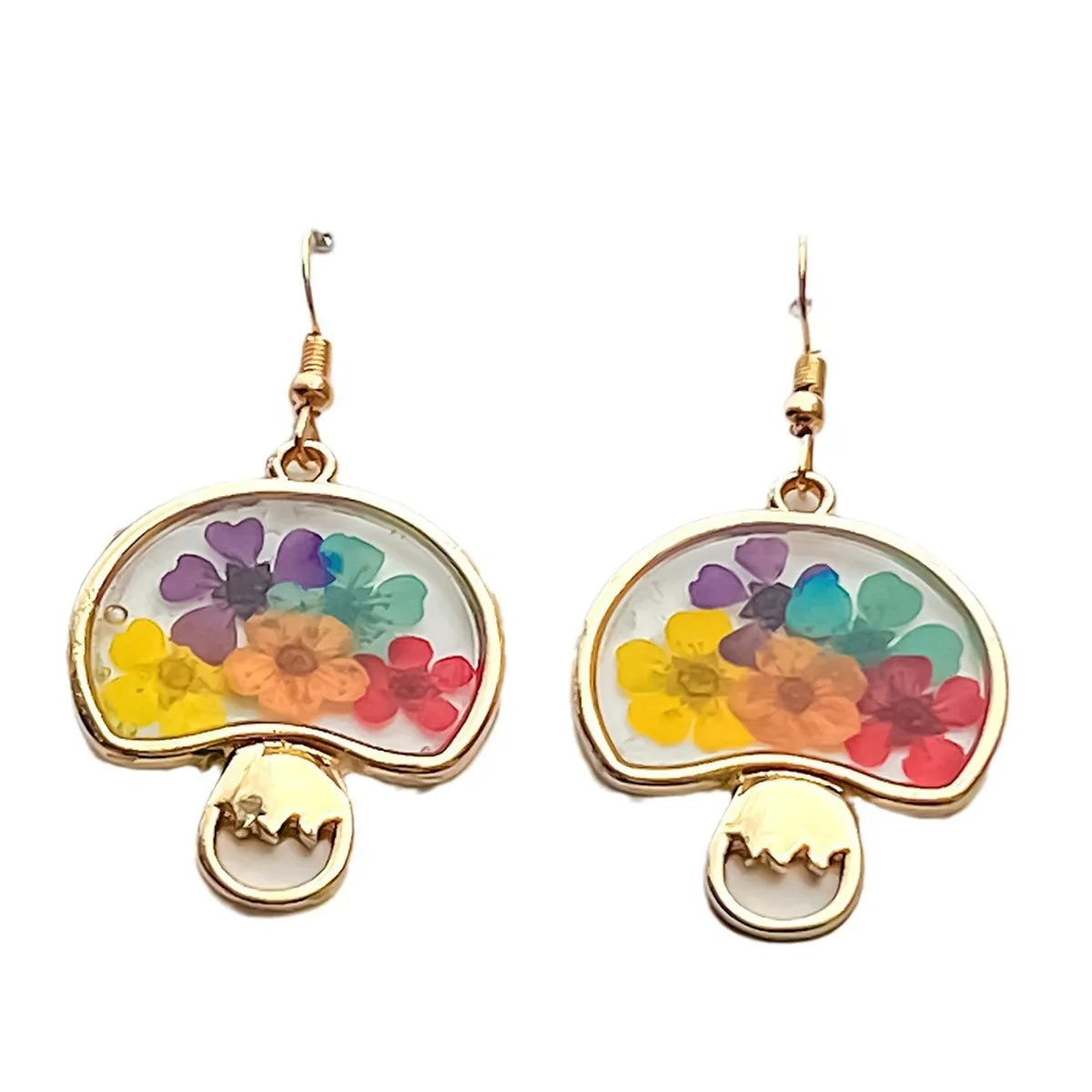 1 Pair Sweet Flower Flowers Alloy Resin Drop Earrings