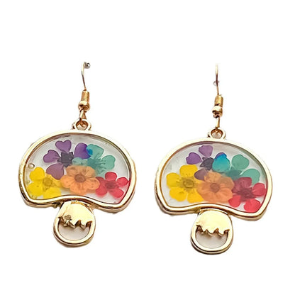 1 Pair Sweet Flower Flowers Alloy Resin Drop Earrings