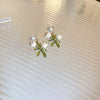 1 Pair Sweet Flower Inlay Alloy Artificial Pearls Artificial Diamond Drop Earrings Ear Studs