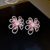 1 Pair Sweet Flower Inlay Alloy Artificial Pearls Artificial Diamond Drop Earrings Ear Studs