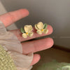 1 Pair Sweet Flower Inlay Alloy Pearl Drop Earrings