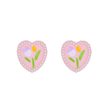 1 Pair Sweet Flower Inlay Alloy Pearl Ear Studs