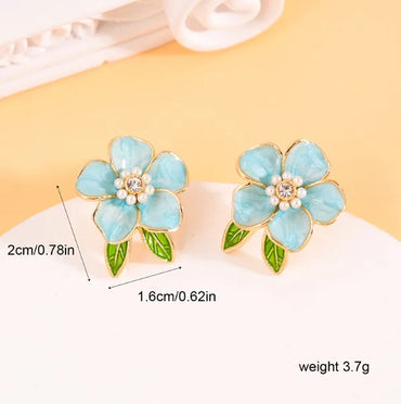 1 Pair Sweet Flower Inlay Alloy Rhinestone Rhinestones Ear Studs