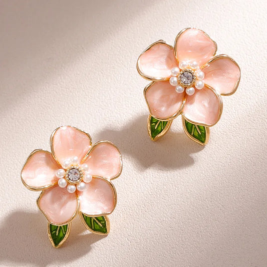 1 Pair Sweet Flower Inlay Alloy Rhinestone Rhinestones Ear Studs