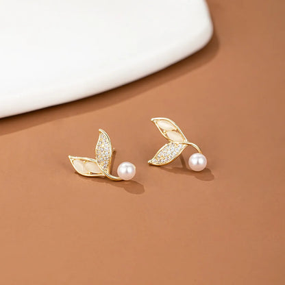 1 Pair Sweet Flower Inlay Copper Zircon Ear Studs