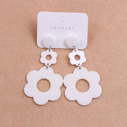 1 Pair Sweet Flower Patchwork Arylic Drop Earrings