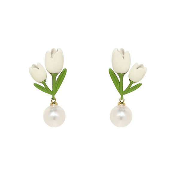 1 Pair Sweet Flower Plating Alloy Drop Earrings