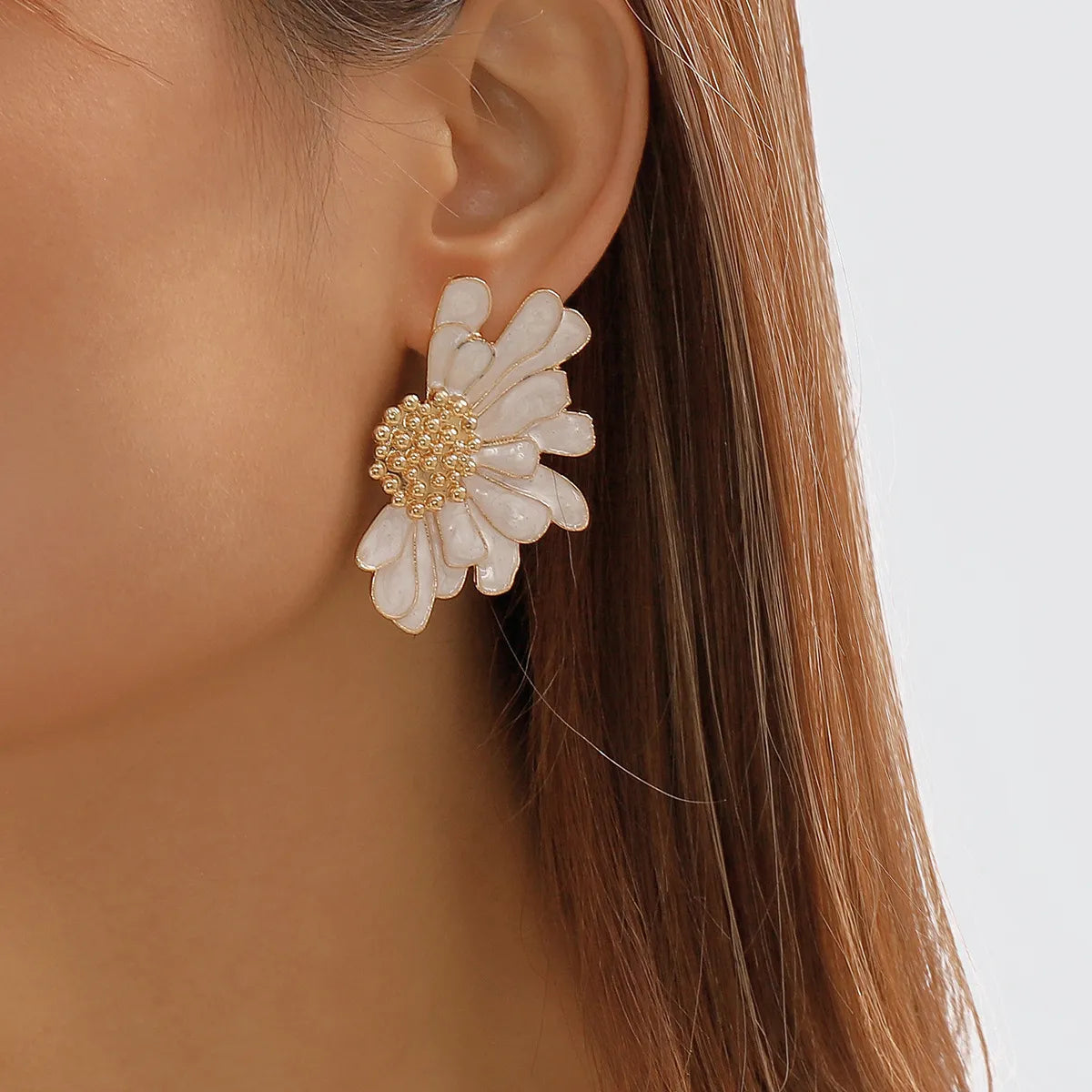 1 Pair Sweet Flower Plating Alloy Ear Studs