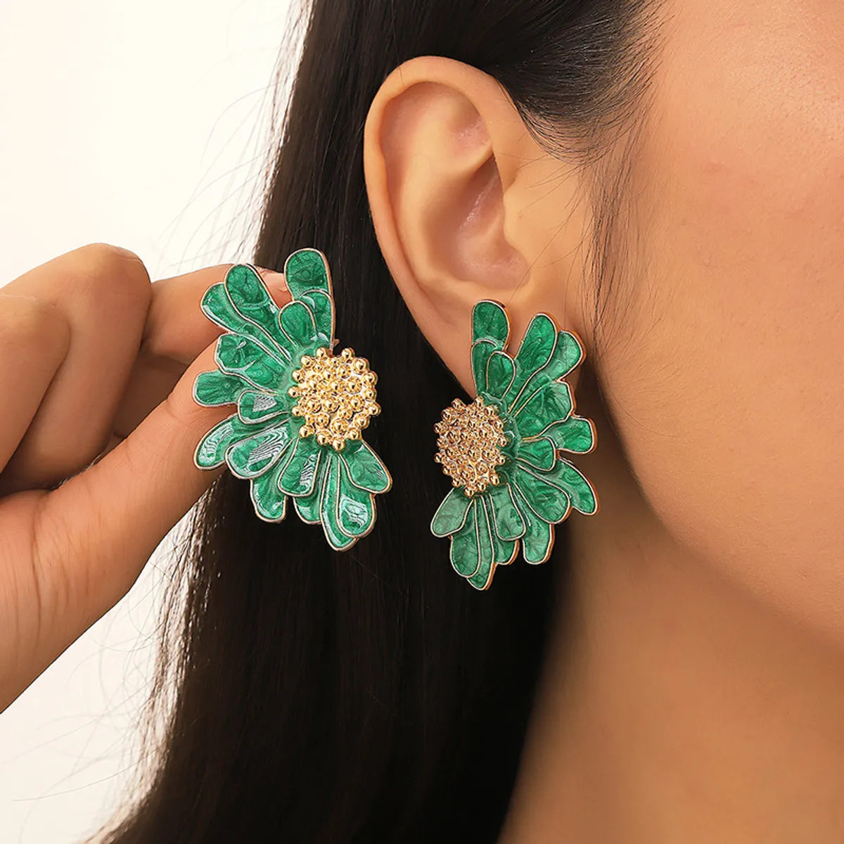 1 Pair Sweet Flower Plating Alloy Ear Studs