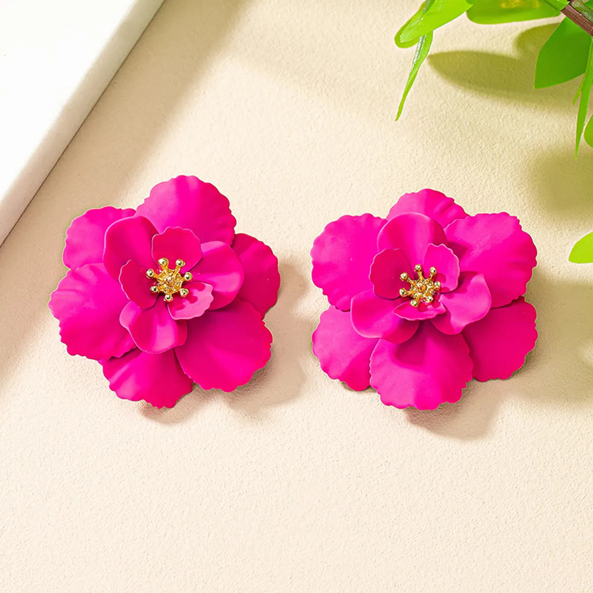 1 Pair Sweet Flower Plating Alloy Gold Plated Ear Studs