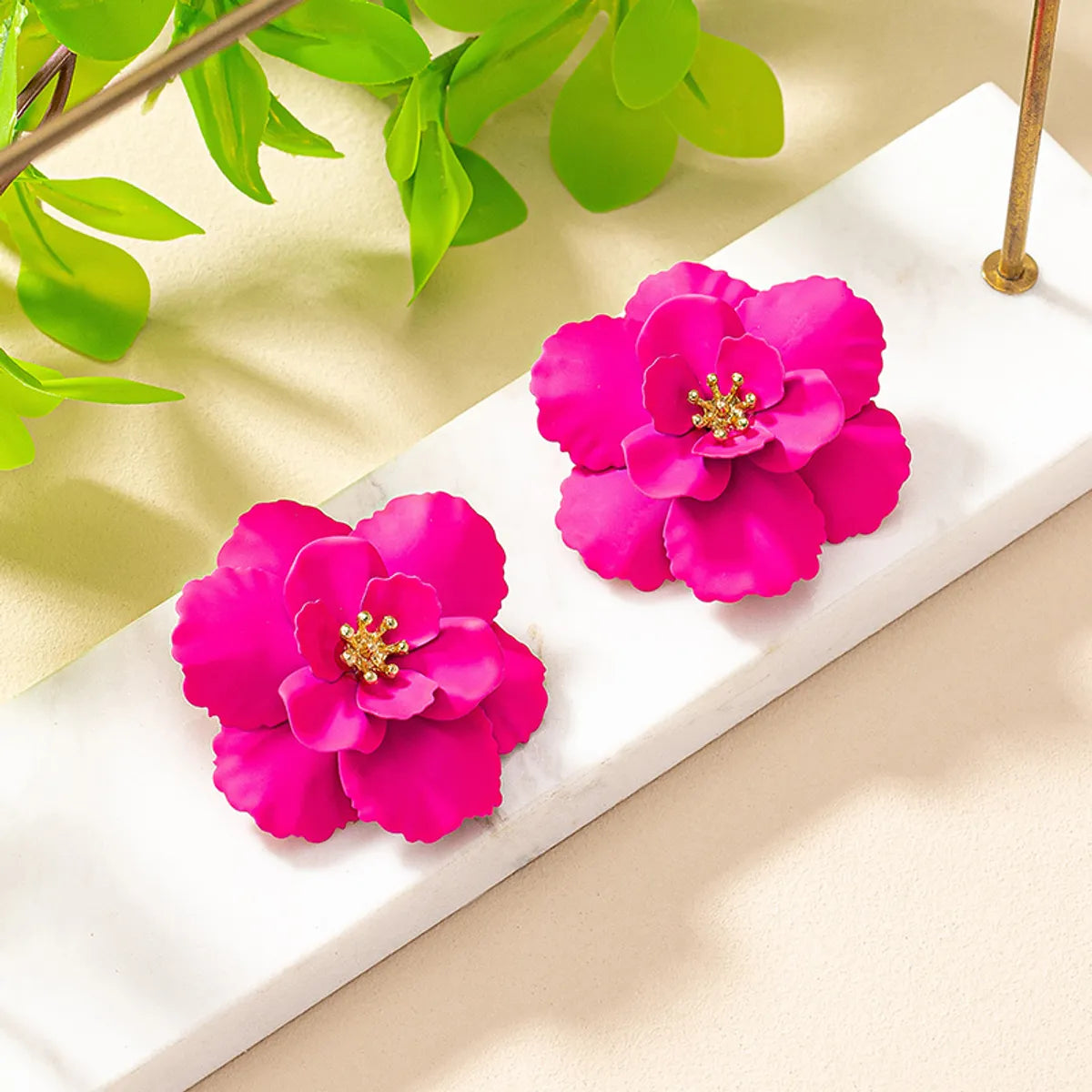 1 Pair Sweet Flower Plating Alloy Gold Plated Ear Studs