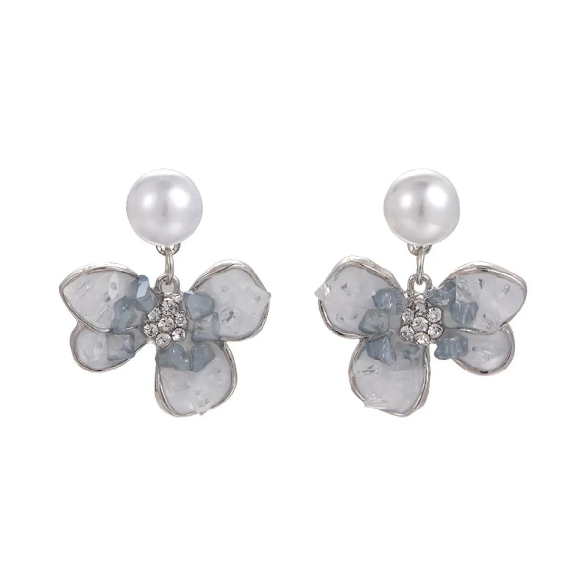 1 Pair Sweet Flower Plating Alloy White Gold Plated Ear Studs