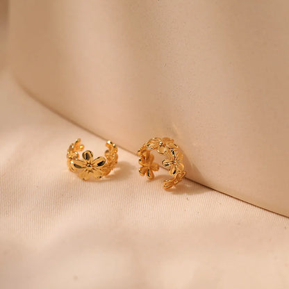 1 Pair Sweet Flower Plating Copper 18k Gold Plated Earrings