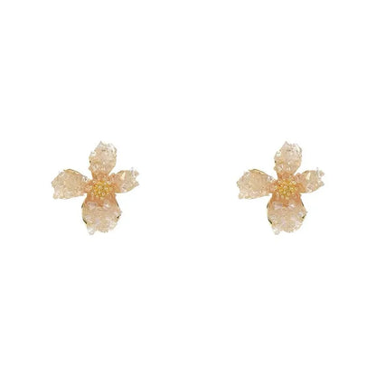 1 Pair Sweet Flower Plating Crystal Copper 14k Gold Plated Ear Studs