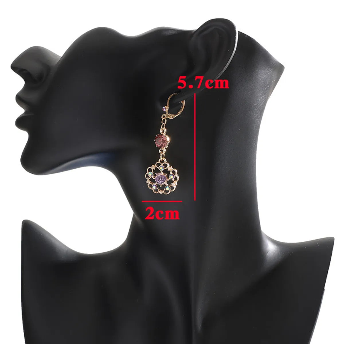 1 Pair Sweet Flower Plating Inlay Alloy Artificial Diamond Drop Earrings