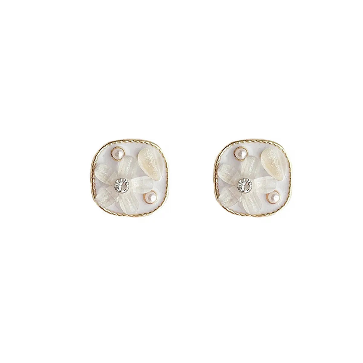 1 Pair Sweet Flower Plating Inlay Alloy Artificial Pearls Artificial Diamond Ear Studs