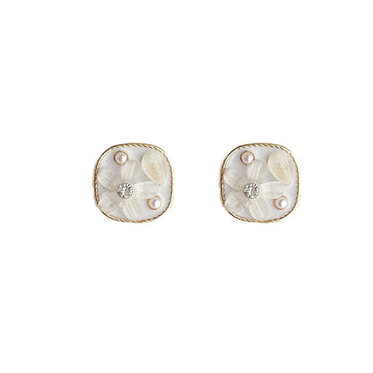 1 Pair Sweet Flower Plating Inlay Alloy Artificial Pearls Artificial Diamond Ear Studs