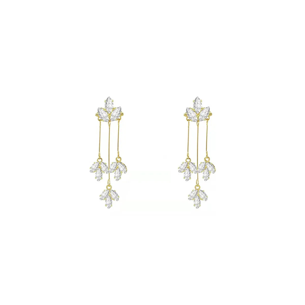 1 Pair Sweet Flower Plating Inlay Alloy Rhinestones Drop Earrings