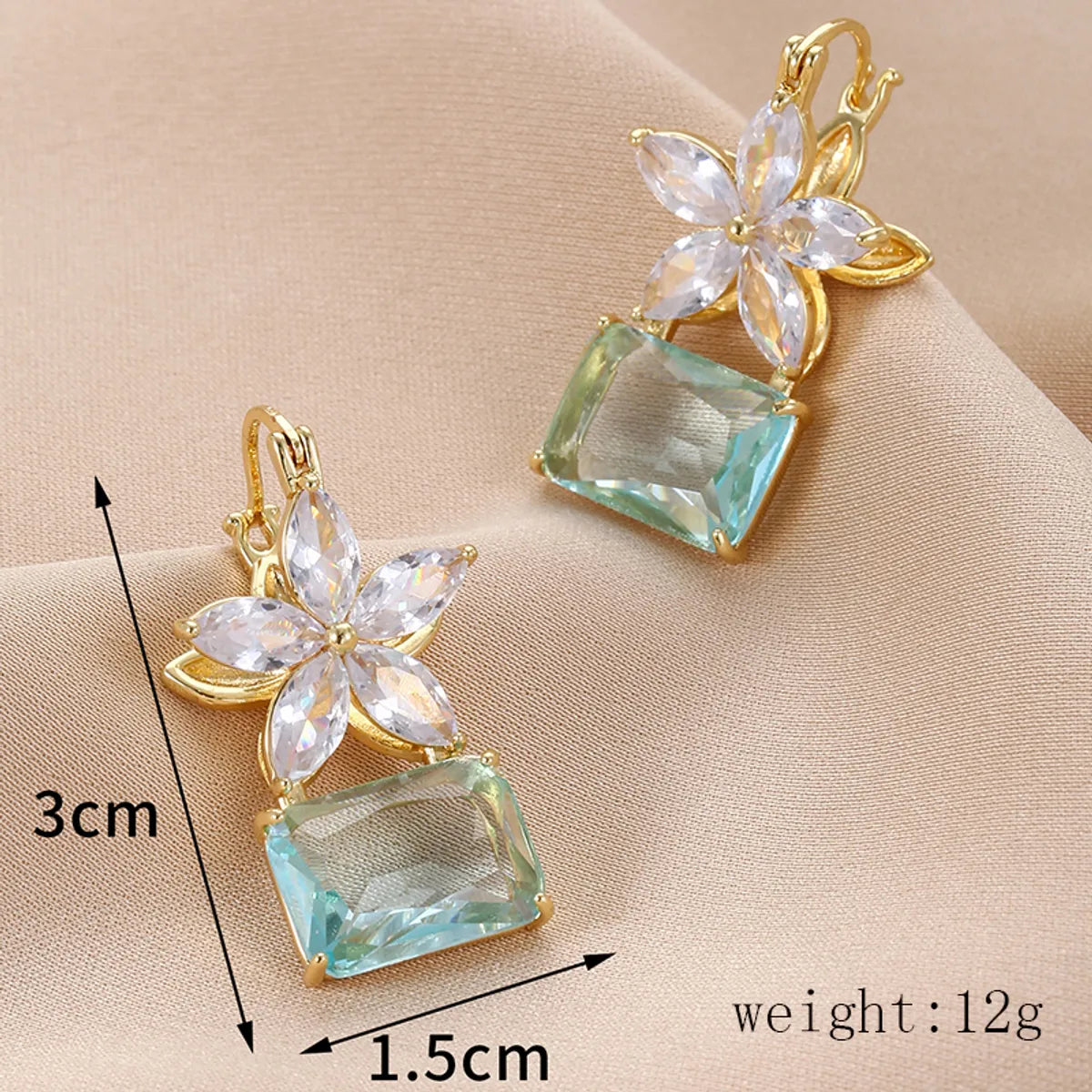 1 Pair Sweet Flower Plating Inlay Copper Zircon 18k Gold Plated Drop Earrings