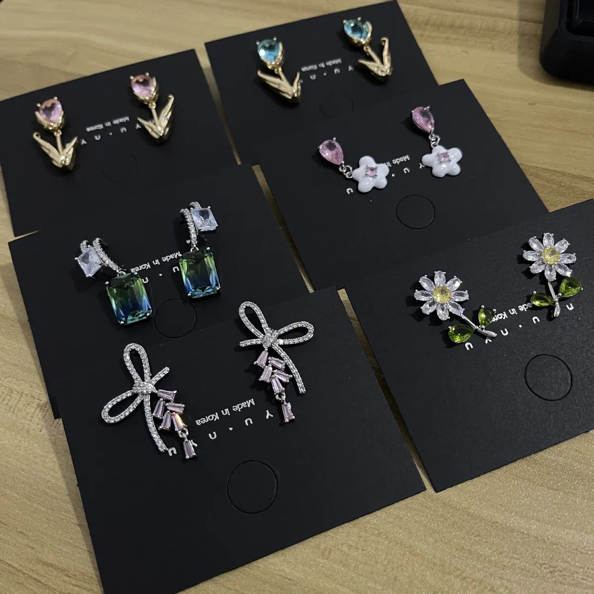 1 Pair Sweet Flower Plating Inlay Copper Zircon Drop Earrings