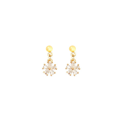 1 Pair Sweet Flower Plating Inlay Copper Zircon Gold Plated Drop Earrings