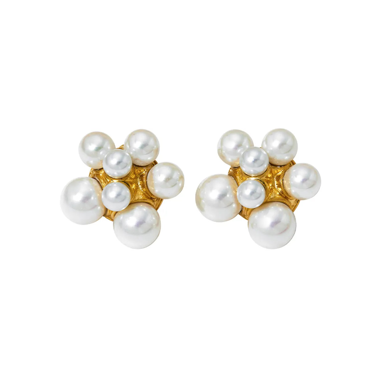 1 Pair Sweet Flower Plating Inlay 304 Stainless Steel Pearl 16K Gold Plated White Gold Plated Gold Plated Ear Studs