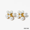 1 Pair Sweet Flower Plating Inlay 304 Stainless Steel Pearl 16K Gold Plated White Gold Plated Gold Plated Ear Studs