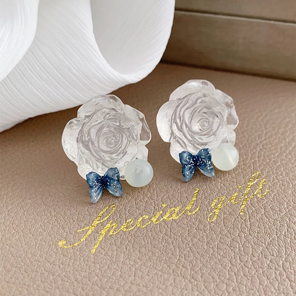 1 Pair Sweet Flower Plating Resin Gold Plated Ear Studs