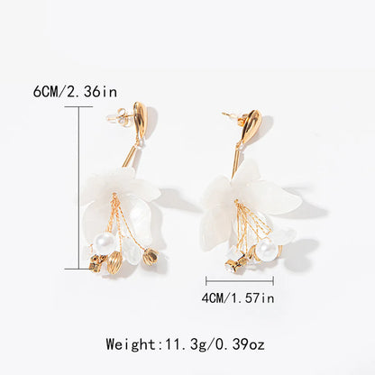 1 Pair Sweet Flower Plating 304 Stainless Steel 14K Gold Plated Drop Earrings