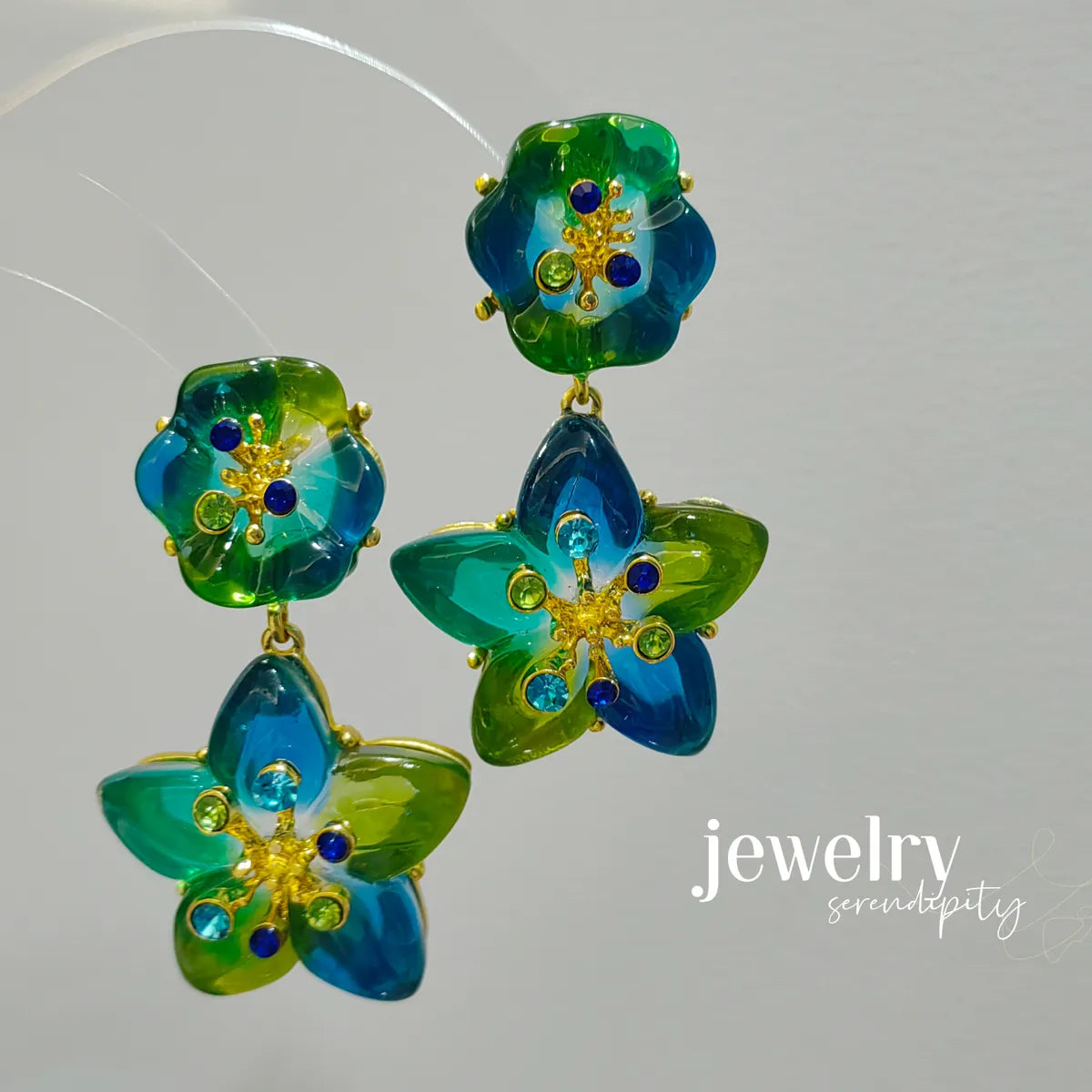 1 Pair Sweet Flower Resin Drop Earrings