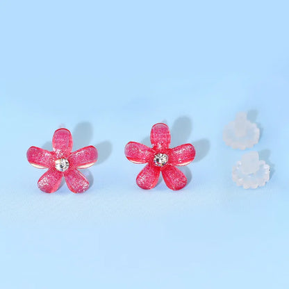 1 Pair Sweet Flower Resin Ear Studs