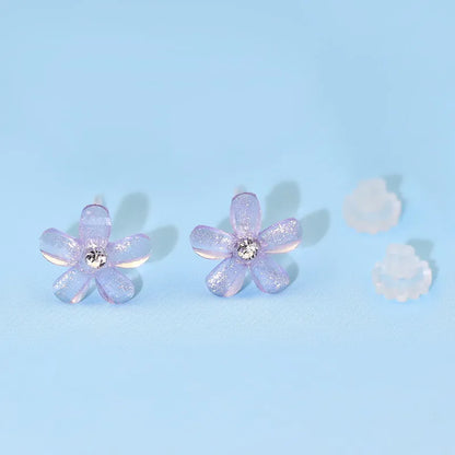 1 Pair Sweet Flower Resin Ear Studs