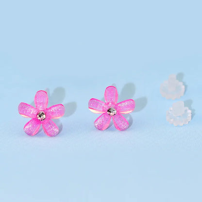 1 Pair Sweet Flower Resin Ear Studs