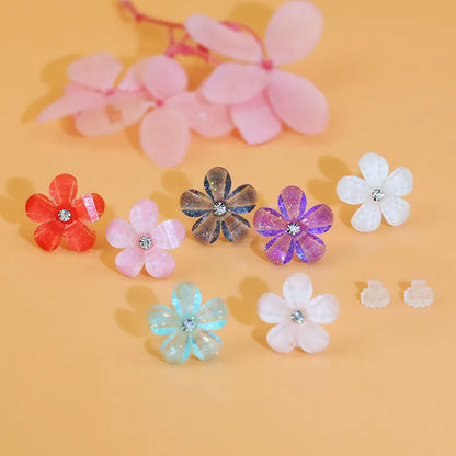 1 Pair Sweet Flower Resin Ear Studs