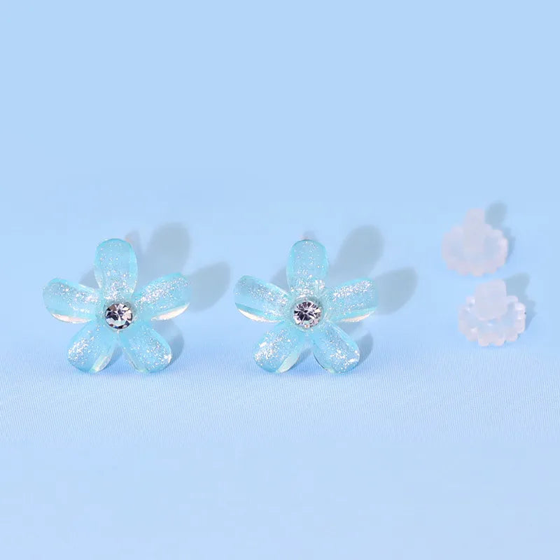 1 Pair Sweet Flower Resin Ear Studs