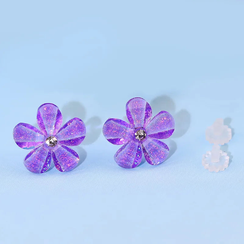 1 Pair Sweet Flower Resin Ear Studs