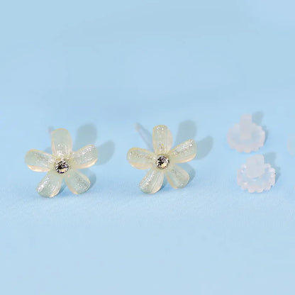 1 Pair Sweet Flower Resin Ear Studs