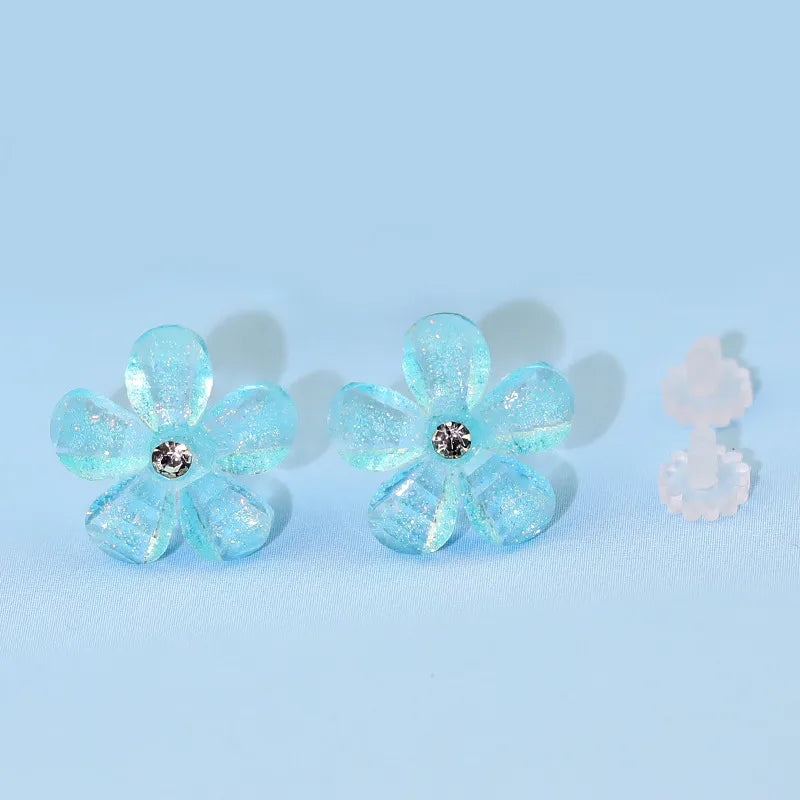 1 Pair Sweet Flower Resin Ear Studs