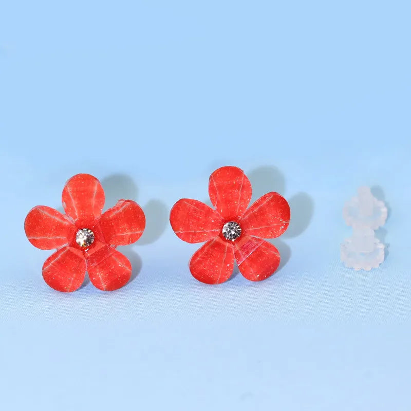 1 Pair Sweet Flower Resin Ear Studs