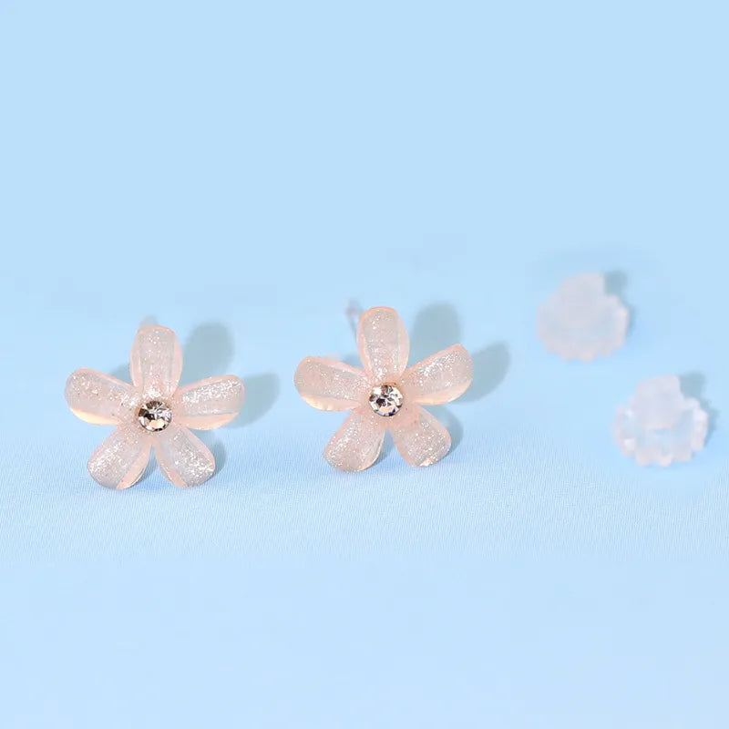 1 Pair Sweet Flower Resin Ear Studs