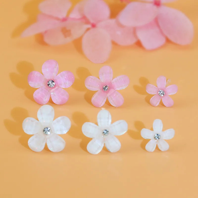 1 Pair Sweet Flower Resin Ear Studs