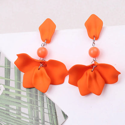 1 Pair Sweet Flower Spray Paint Arylic Drop Earrings