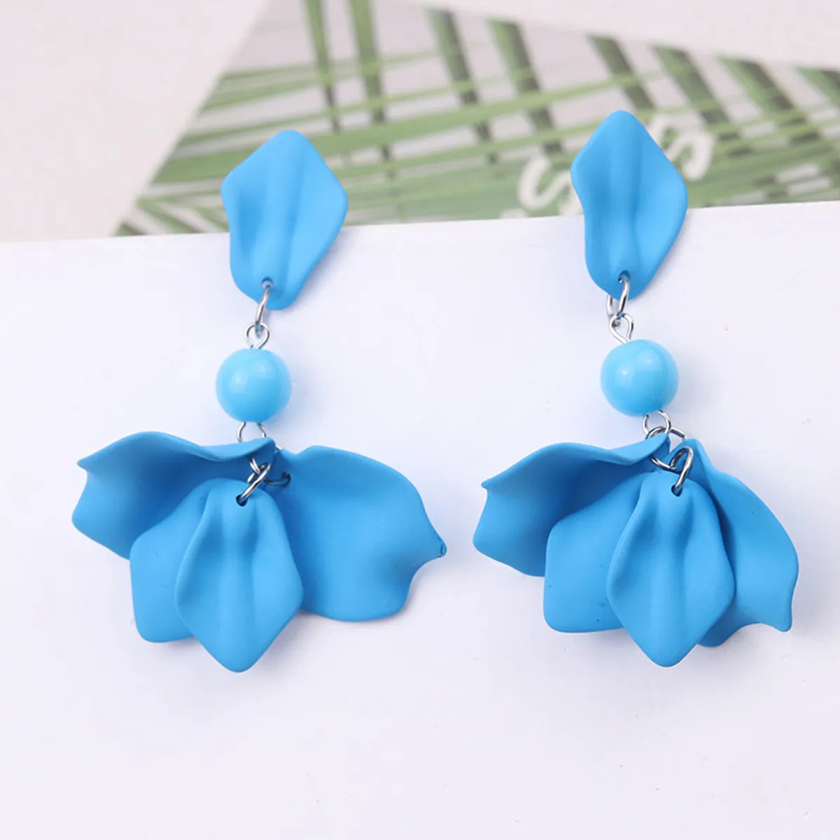 1 Pair Sweet Flower Spray Paint Arylic Drop Earrings